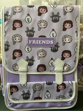 Disney Lavender 'Friends' Character Kids Backpack with White Trim